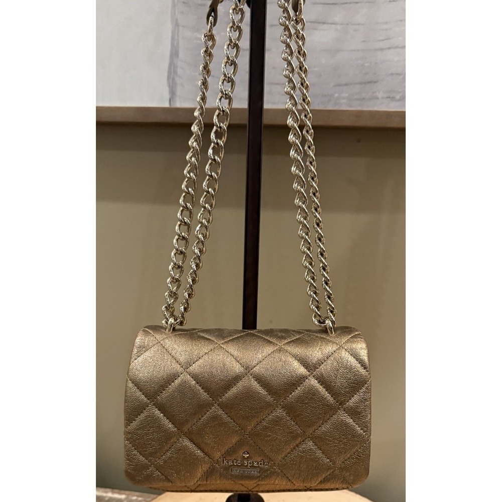 Kate Spade Gold Quilted Leather Mini Emerson Place Vivenna Crossbody Bag - Picture 5 of 15